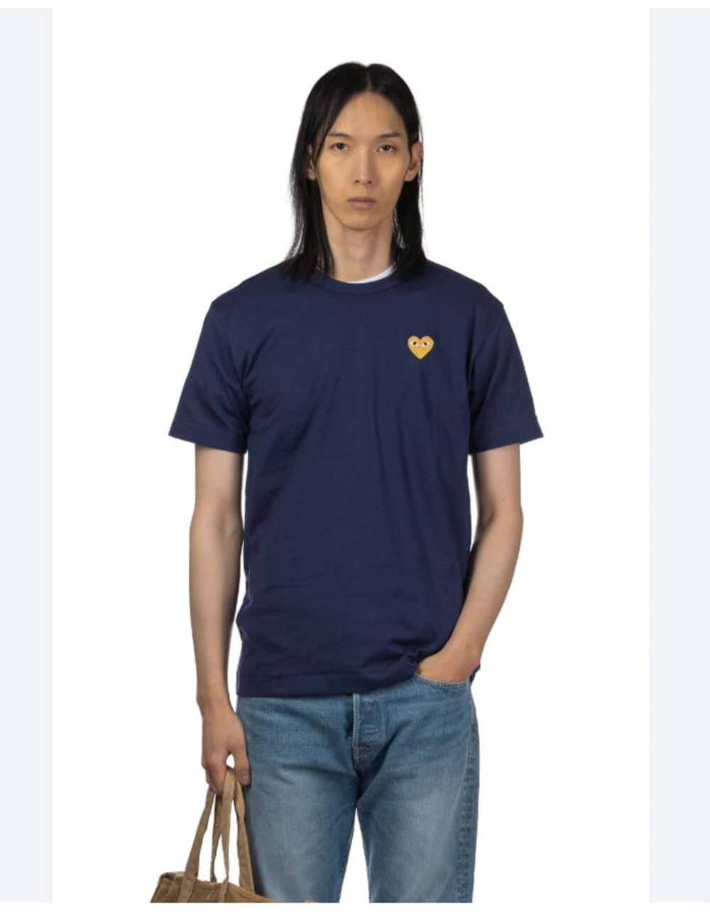 PLAY Comme Des Garcons Shirt Mens XL Blue Heart Logo Cotton Tee Crewneck Casual